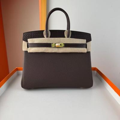 Hermes Birkin Bag togo Leather Nile Crocodile Chocolate Brown