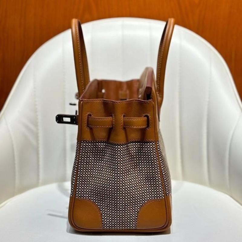 Hermes Birkin Bag togo Leather & Canvas Brown
