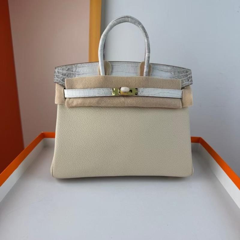 Hermes Birkin Bag togo Leather Nile Crocodile Cream