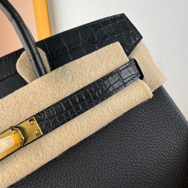 Hermes Birkin Bag togo Leather Nile Crocodile Black