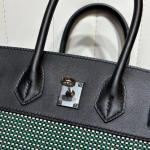 Hermes Birkin Bag togo Leather & Canvas Black Green
