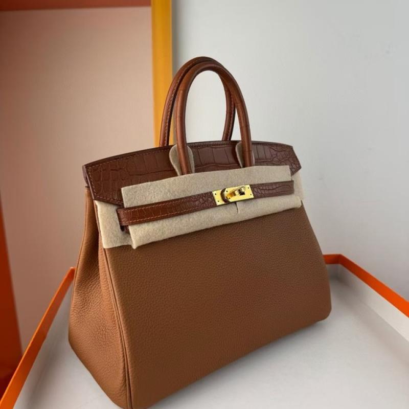 Hermes Birkin Bag togo Leather Nile Crocodile Warm Caramel Brown