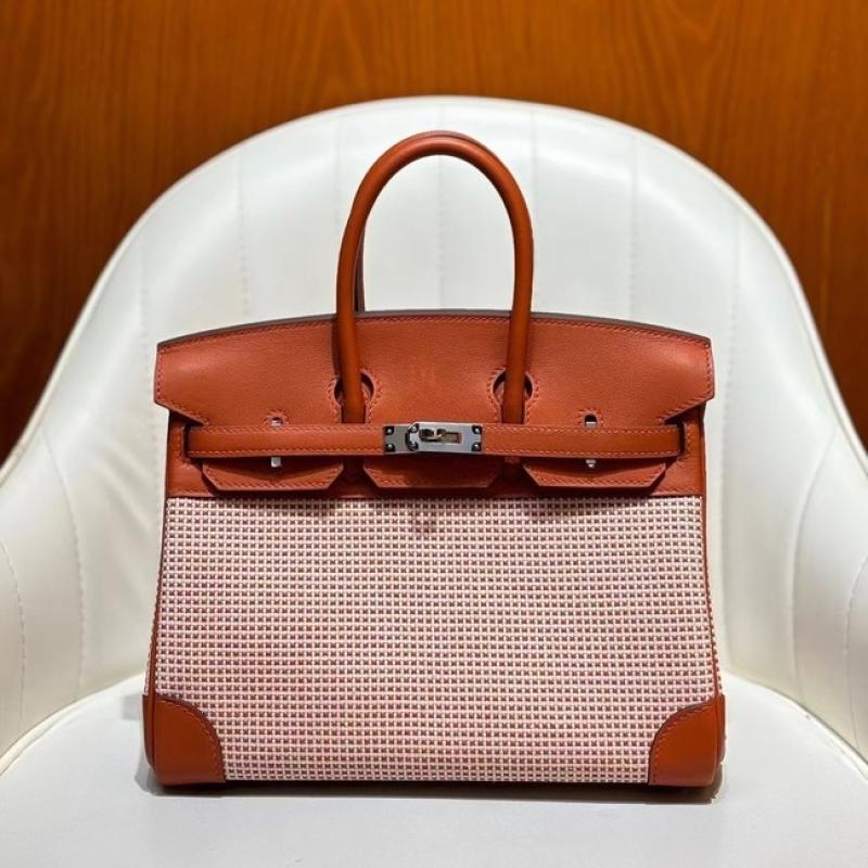 Hermes Birkin Bag togo Leather & Canvas Light Brown