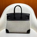 Hermes Birkin Bag togo Leather & Canvas Black White