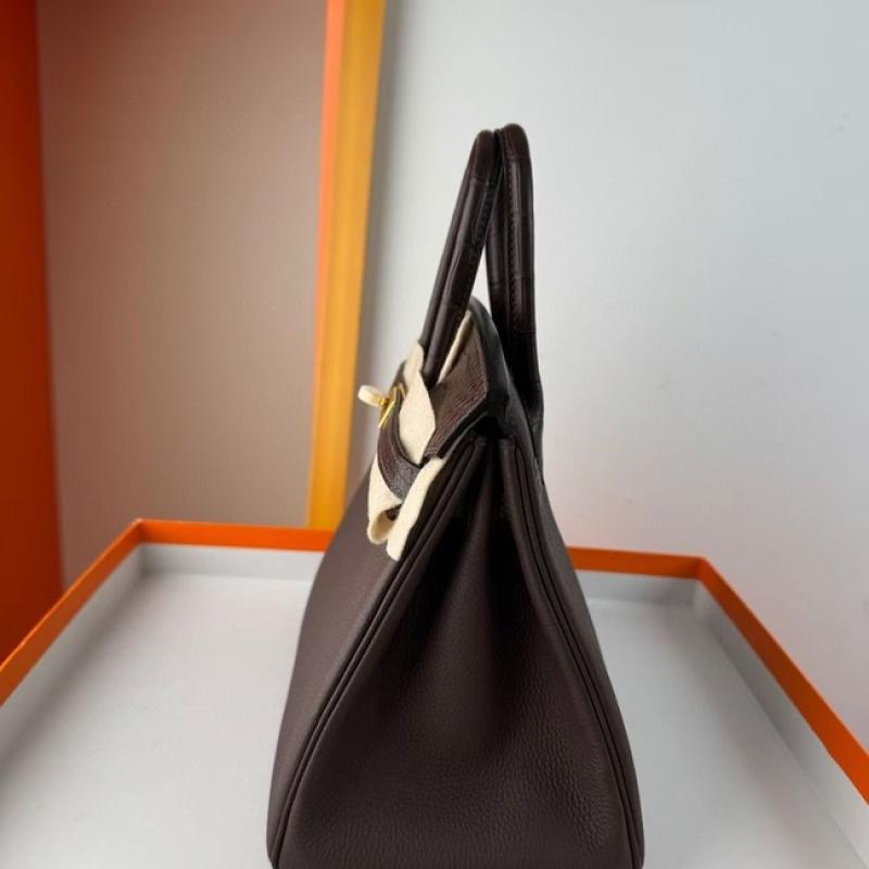 Hermes Birkin Bag togo Leather Nile Crocodile Chocolate Brown