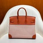 Hermes Birkin Bag togo Leather & Canvas Light Brown