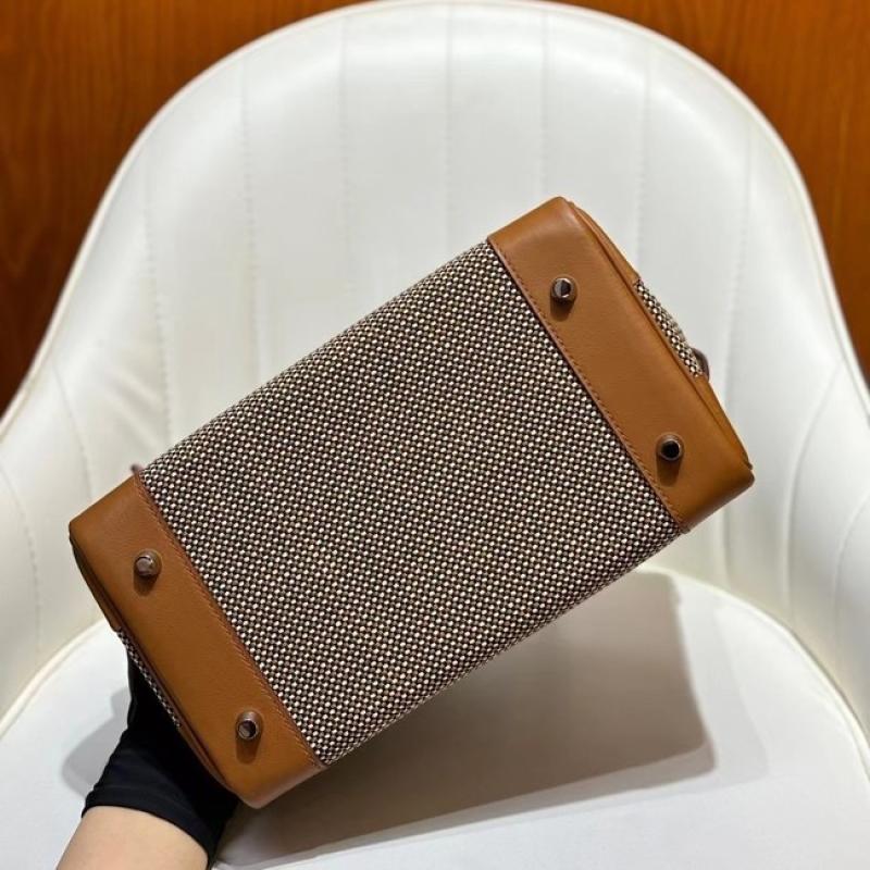 Hermes Birkin Bag togo Leather & Canvas Brown