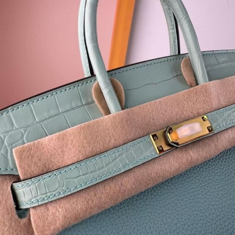 Hermes Birkin Bag togo Leather Nile Crocodile Mint Green
