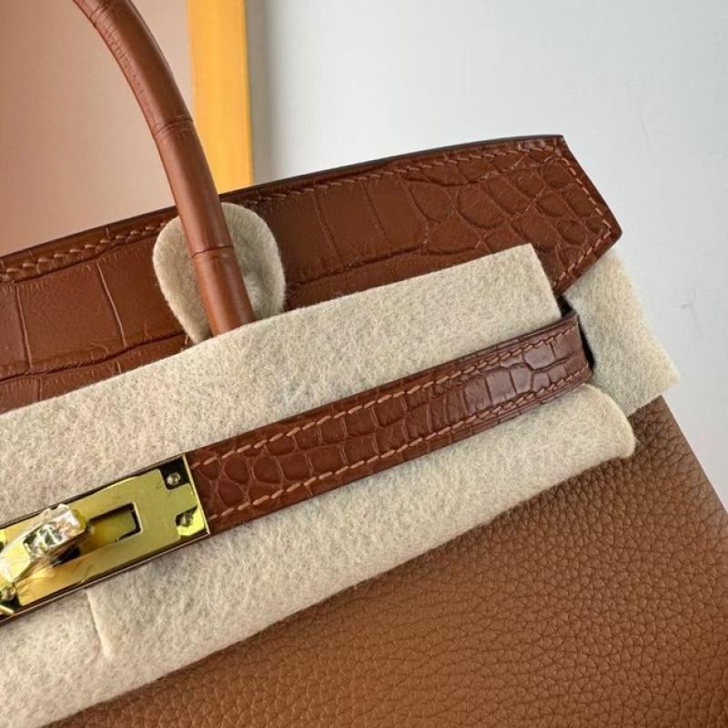 Hermes Birkin Bag togo Leather Nile Crocodile Warm Caramel Brown