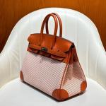 Hermes Birkin Bag togo Leather & Canvas Light Brown