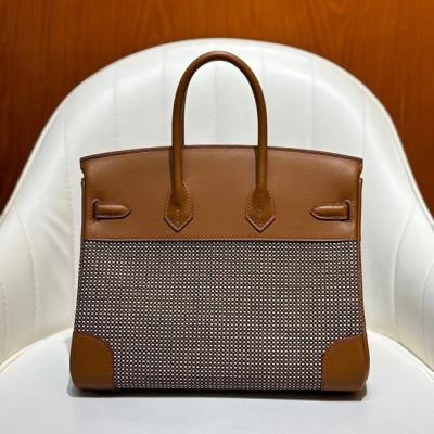 Hermes Birkin Bag togo Leather & Canvas Brown