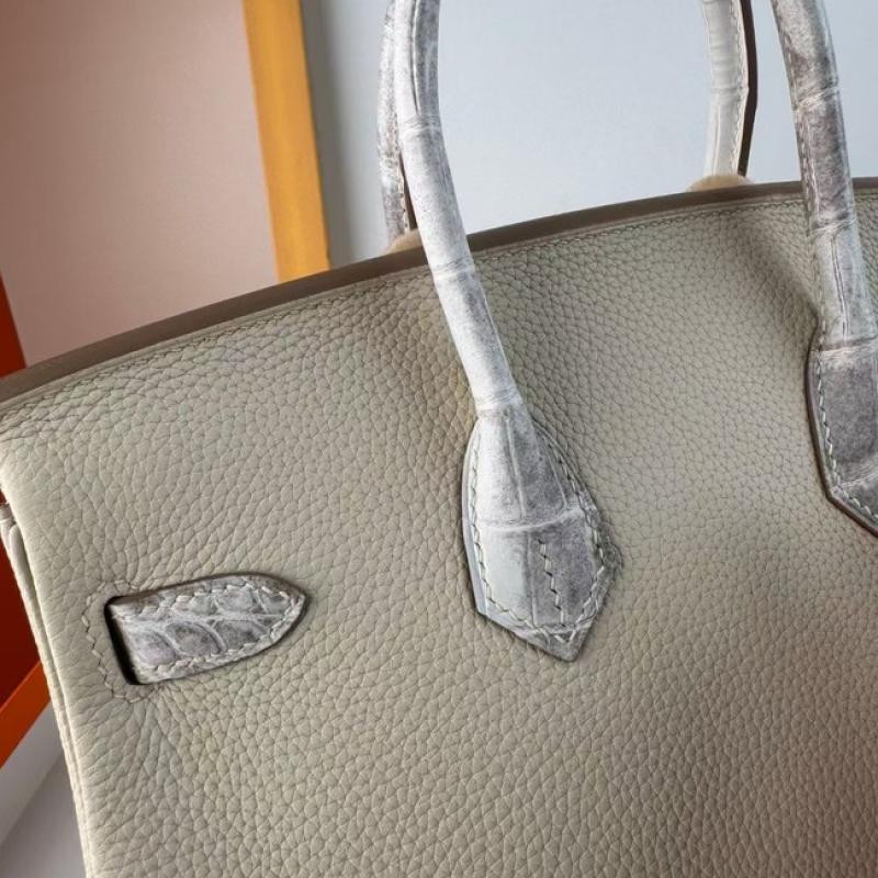 Hermes Birkin Bag togo Leather Nile Crocodile Cream