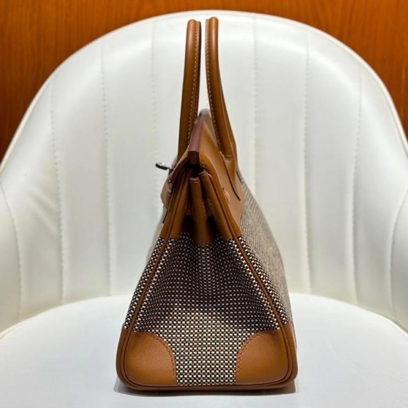Hermes Birkin Bag togo Leather & Canvas Brown
