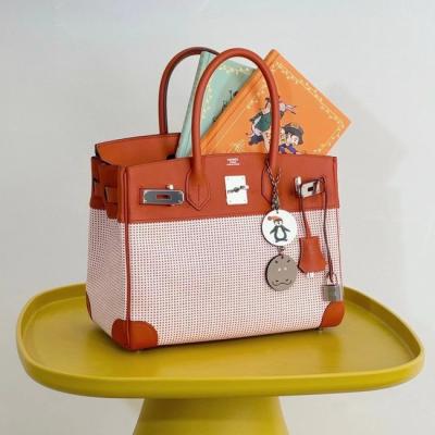 Hermes Birkin Bag togo Leather & Canvas Light Brown