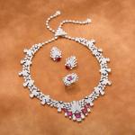 Cartier Necklace & Earring & Ring Ruby Red Accents