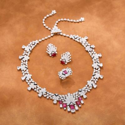 Cartier Necklace & Earring & Ring Ruby Red Accents