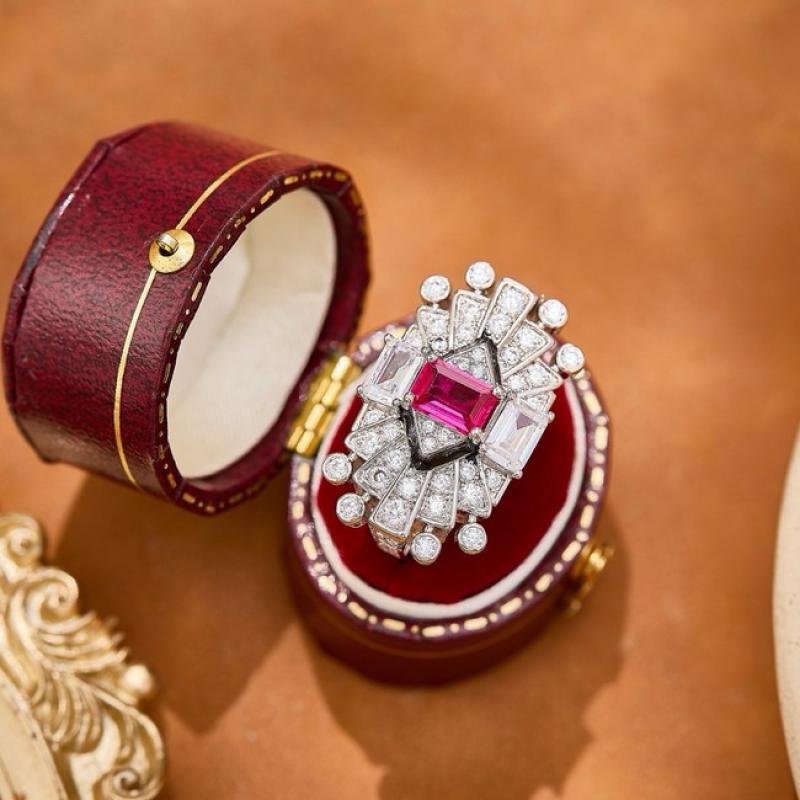 Cartier Necklace & Earring & Ring Ruby Red Accents