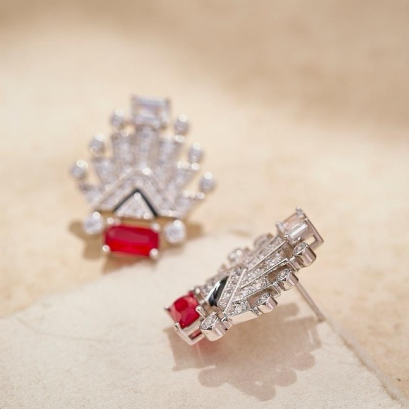 Cartier Necklace & Earring & Ring Ruby Red Accents